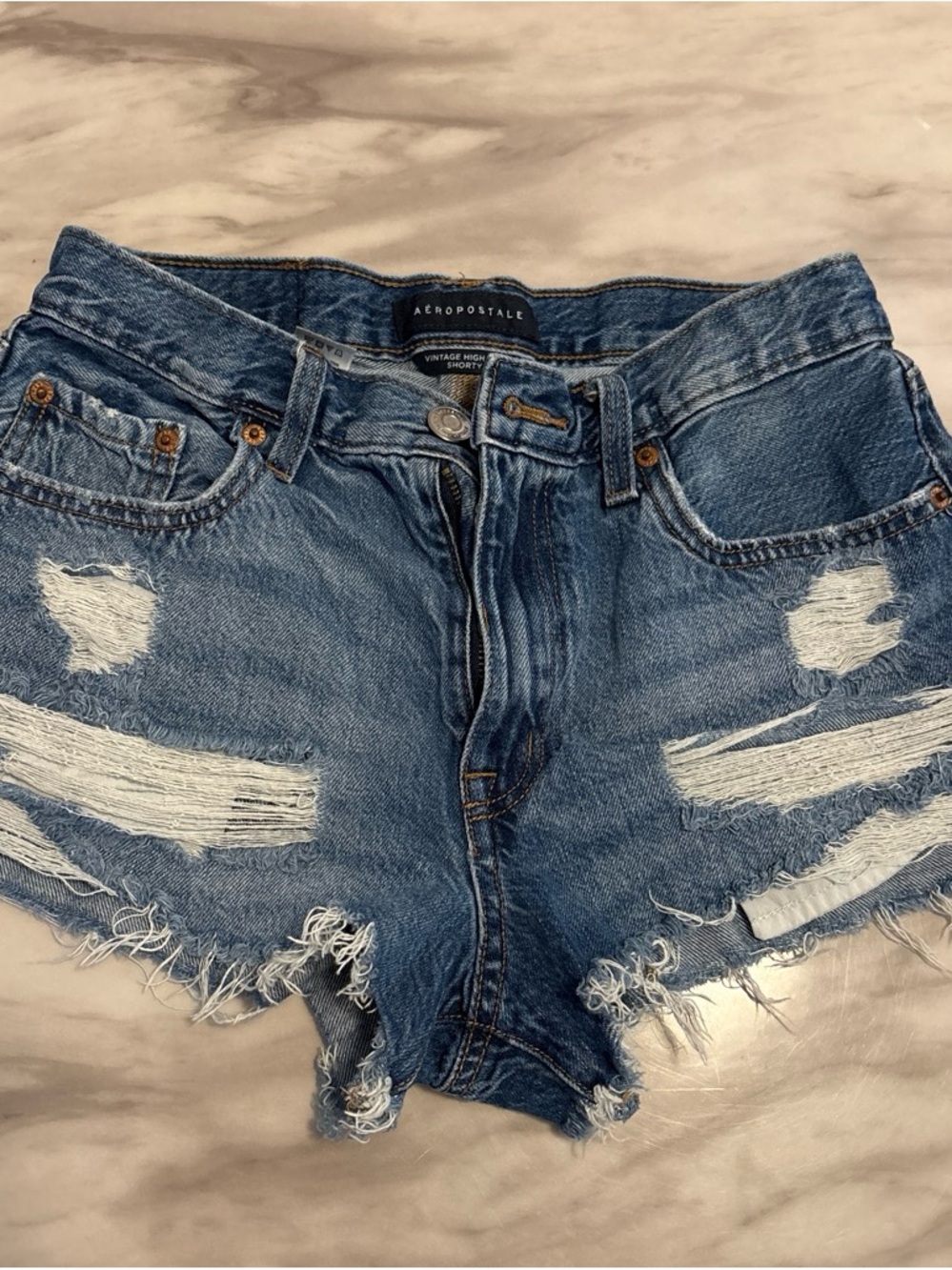 Aeropostale Women's Ripped Light Blue Denim Cutoff Shorts